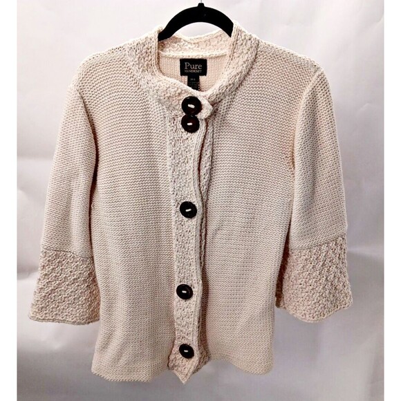 Pure Handknit Cardigan Sweater Women's Size: M/L Chunky Knit - Picture 1 of 5